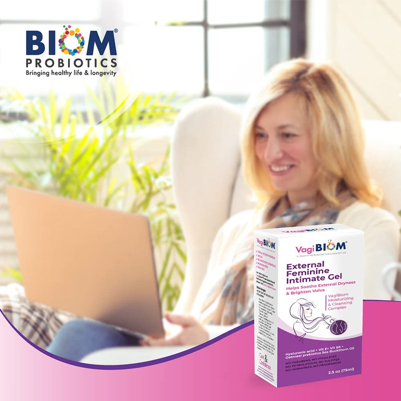 [Australia] - Biom Probiotics- VagiBiom Vaginal External Moisturizing Gel: Hyaluronic acid + Glutathione to moisturize and lightens vulvar darkening. 100% Natural Controls Dryness and lubricates tissues for intimacy, NO PARABENS. VEGAN FORMULA. Maintain Optimal pH, ... 