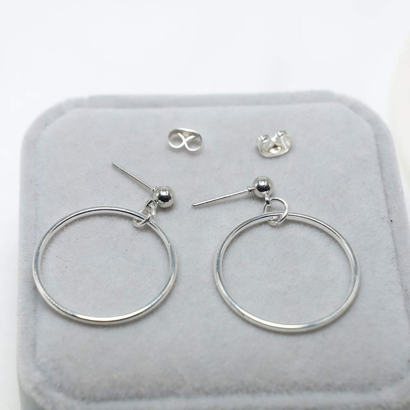 [Australia] - YienDoo Fashion Hoop Earrings Bead Studs Dangle Hoop Pendant Cuff Earrings Ear Drop Dainty Minimalist Earrings for Women and Girls (Silver) Silver 