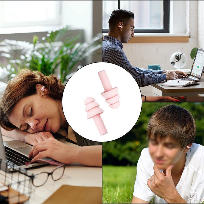 [Australia] - KSTEU 5 Pairs Ear Plugs,Earplugs for Sleeping Reusable Reduce Noise Cancellig,Waterproof Soft Foam Earplugs for Study,Work and Swimming (Pink) Pink 