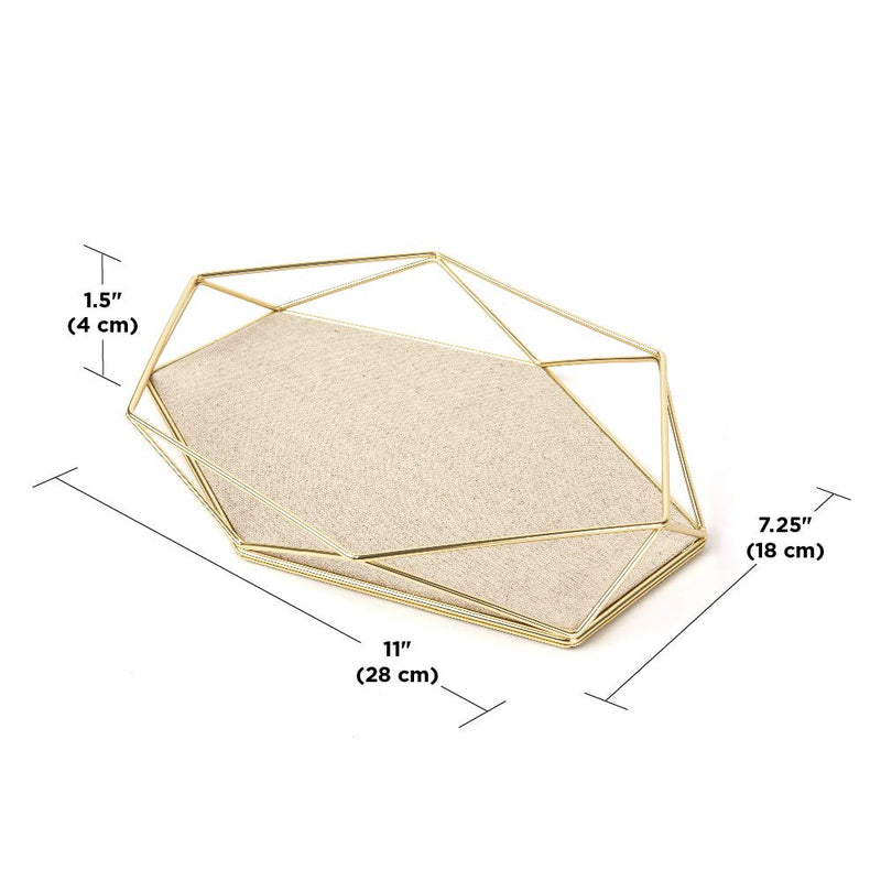 [Australia] - Umbra 299481-221 Prisma Tray, Geometric Plated Jewelry Storage, 11" Length x 7.25" Height x 1.5” Width, Matte Brass 