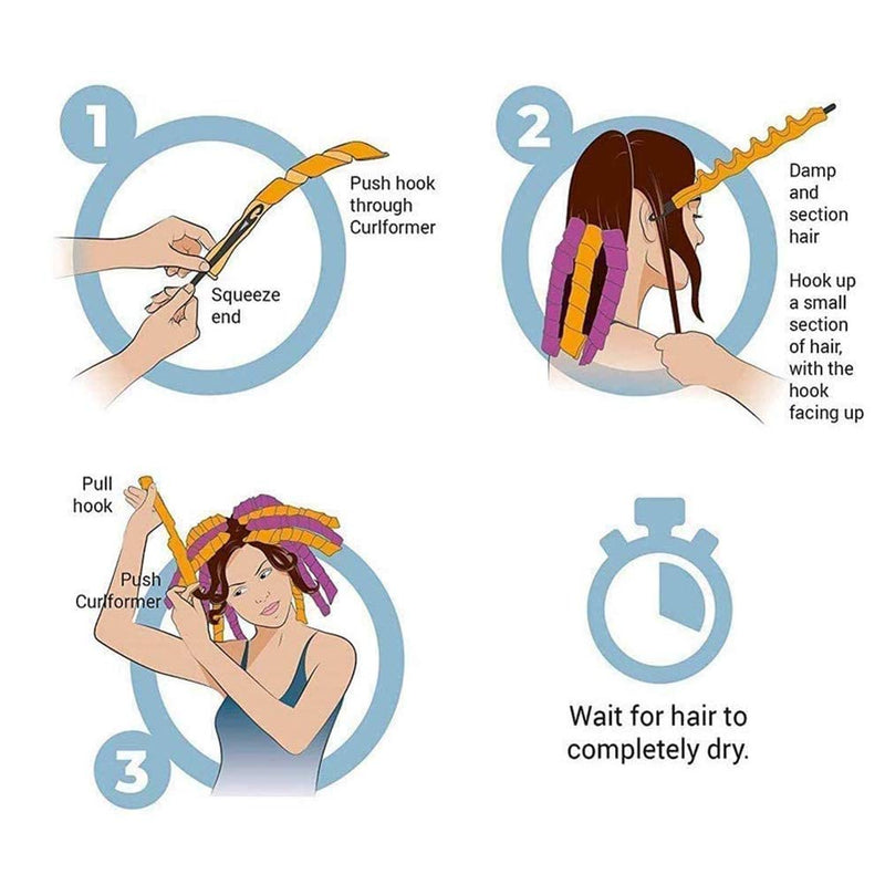 [Australia] - 20 pcs Wave Hair Rollers,Plastic Curling Tools,Hair Curlers Spiral Curls Styling Kit,DIY Hair Rollers Curl Spiral Ringlets Rollers with Styling Hook Tools,for Extra Long Hair Up to 22" (55 cm) 