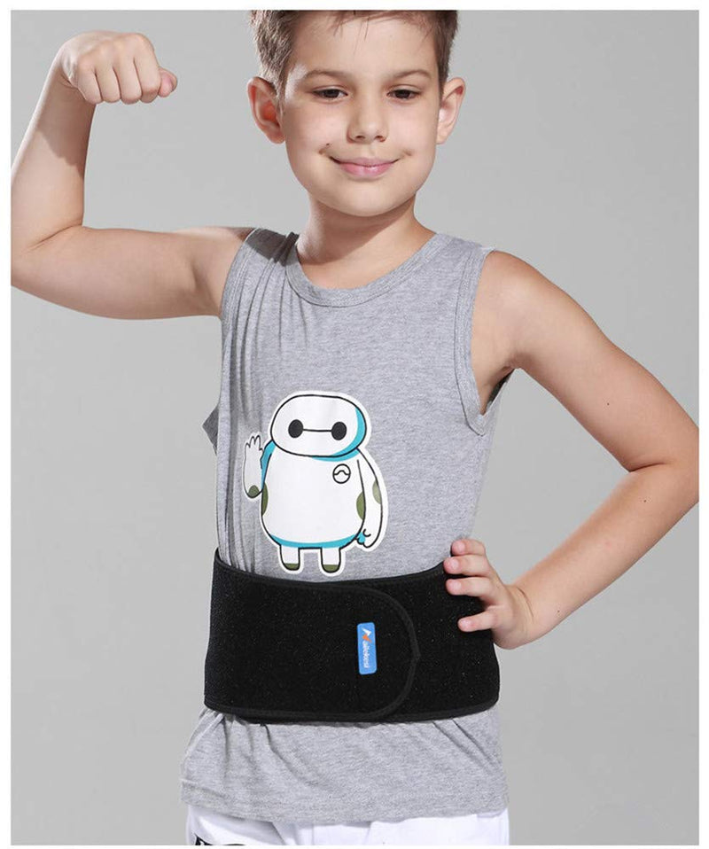 [Australia] - Kids Adjustable Waist Belt Brace Support Ballet Dance Protector Abdominal Band for Back (Black) Black 