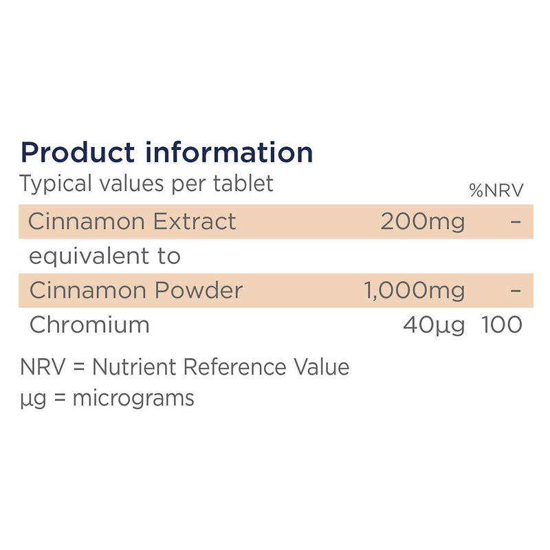 [Australia] - Healthspan Cinnamon 1,000mg | 120 Tablets | Added Chromium | Supports Metabolism | Vegan 