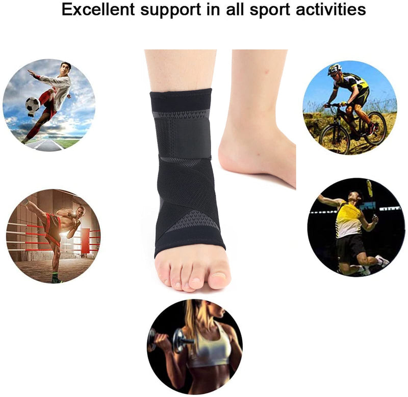 [Australia] - Paskyee Sports Ankle Support, Adjustable Ankle Brace for Women and Men, Stabilize Ligaments, Eases Swelling and Sprained Ankle, Breathable Compression, One Size Fits All Black 