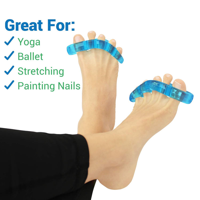 [Australia] - ViveSole Toe Stretchers (4 Pieces) - Silicone Gel Separators - Therapeutic Spa Spreaders for Plantar Fasciitis, Bunions, Overlapping Hammer Toe Spacers - Metatarsal Yoga Cushion Blue Small (4 Count) 