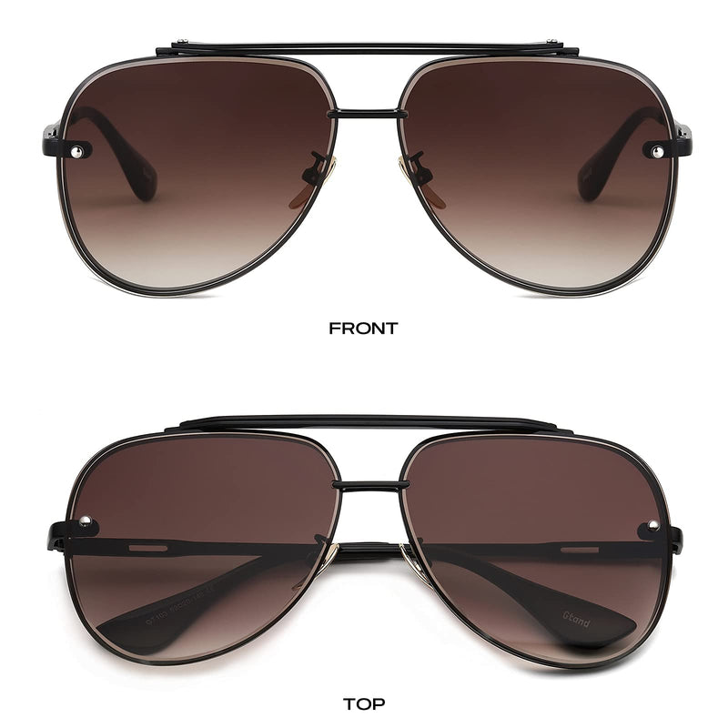 [Australia] - Gtand Fashion Trendy Square Aviator Gradient Sunglasses For Women Men Vintage Metal Sun Glasses Black Frame / Gradient Brown Lens 