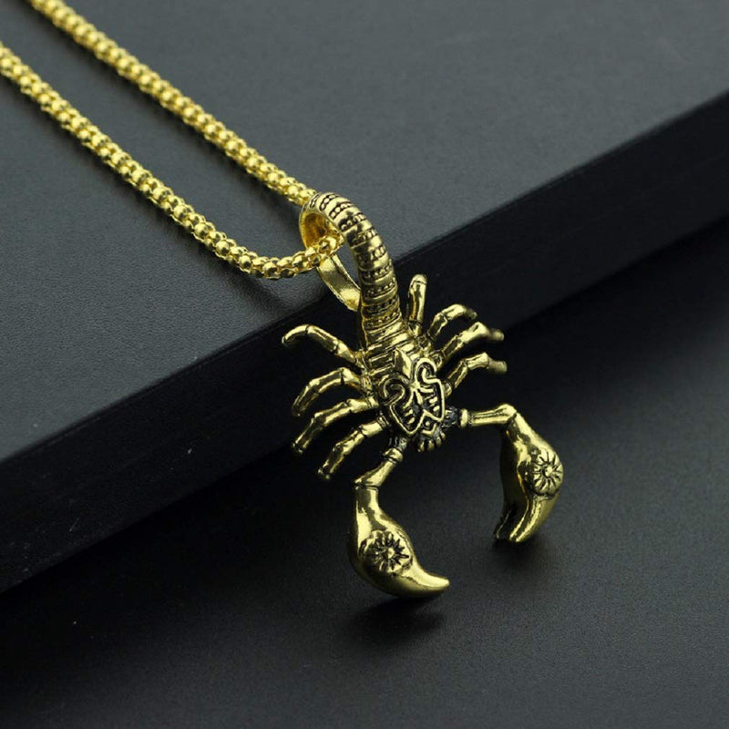 [Australia] - Scorpion Pendant Necklace for Men, Gothic Scorpion King Necklace with 23.6” Chain, Punk Rock Scorpion Amulet Necklace, Scorpio Necklace, Constellation Jewelry Gift for Men Boys Gold 