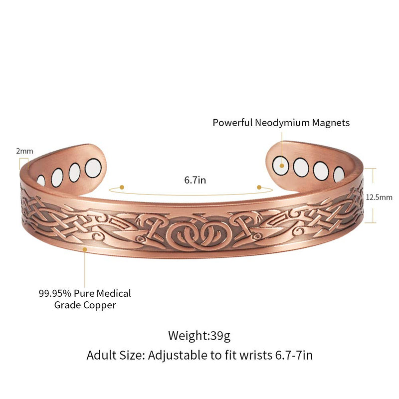 [Australia] - EnerMagiX Copper Magnetic Bracelets for Women Men 99.9% Soild Copper Magnetic Bracelet with 6 Strong Magnets Adjustable Sizing Cuff Bangle 