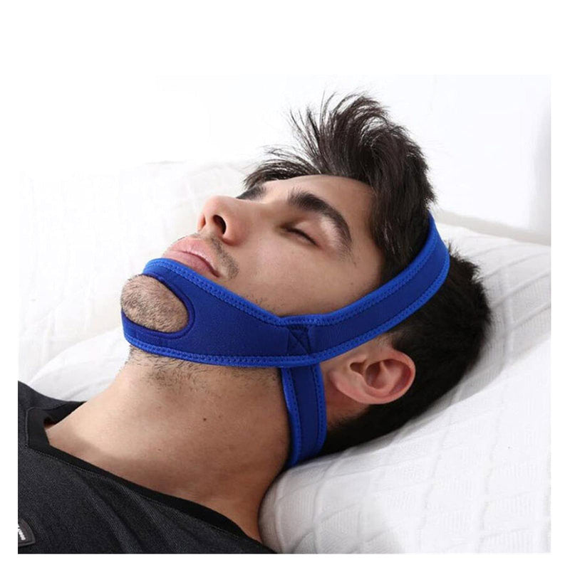[Australia] - Pointedd New Neoprene Anti Snore Stop Snoring Chin Strap Belt Anti Apnea Jaw Solution Sleep Support Apnea Belt Adjustable (Color : Blue) 