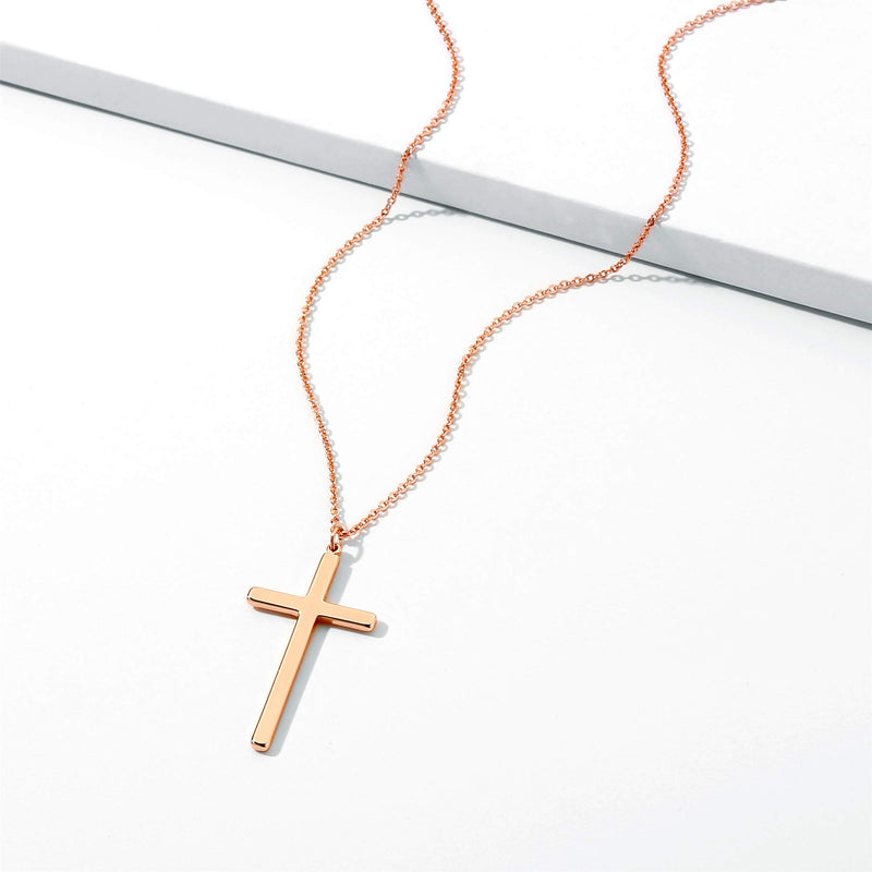 [Australia] - M MOOHAM Cross Necklace for Women, Dainty Gold Plated Cross Pendant Necklace Sideways Cross Choker Layered Cross Necklace for Women Girls "Cross Necklace Rose Gold" 