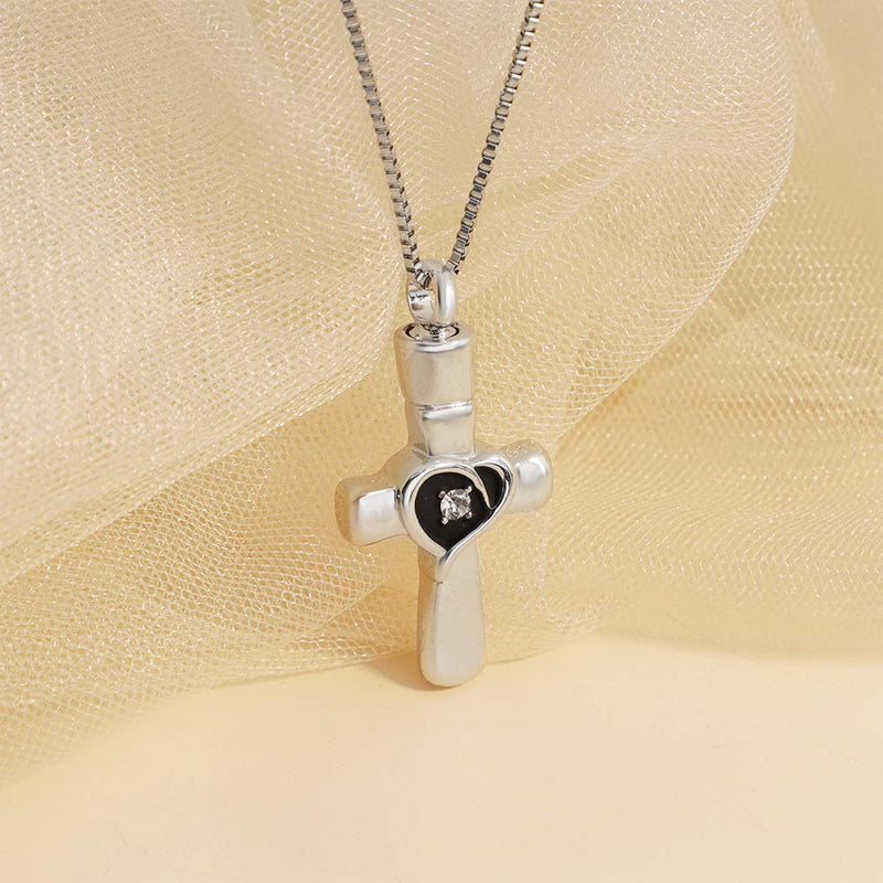 [Australia] - Dlihc Cross Urn Necklaces for Ashes, Keepsake Memorial Urn Pendant Cremation Jewelry for Ashes Black Silver 