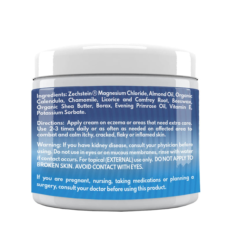 [Australia] - VAL Zechstein Magnesium Chloride Formula Eczema Psoriasis Anti Itch Cream Moisturizer for Dry Skin with Organic Oils Almond Oil Vitamin E Evening Primrose Oil Calendula Best Cream for Dry Skin 4oz 