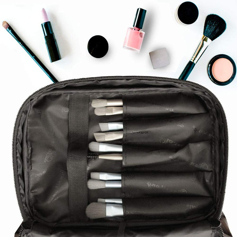 [Australia] - Make Up Bag Portable Travel Cosmetic Bag Multifunctional Waterproof Large-capacity Travel Large Wash Bag with Mirror Unisex (black) black 