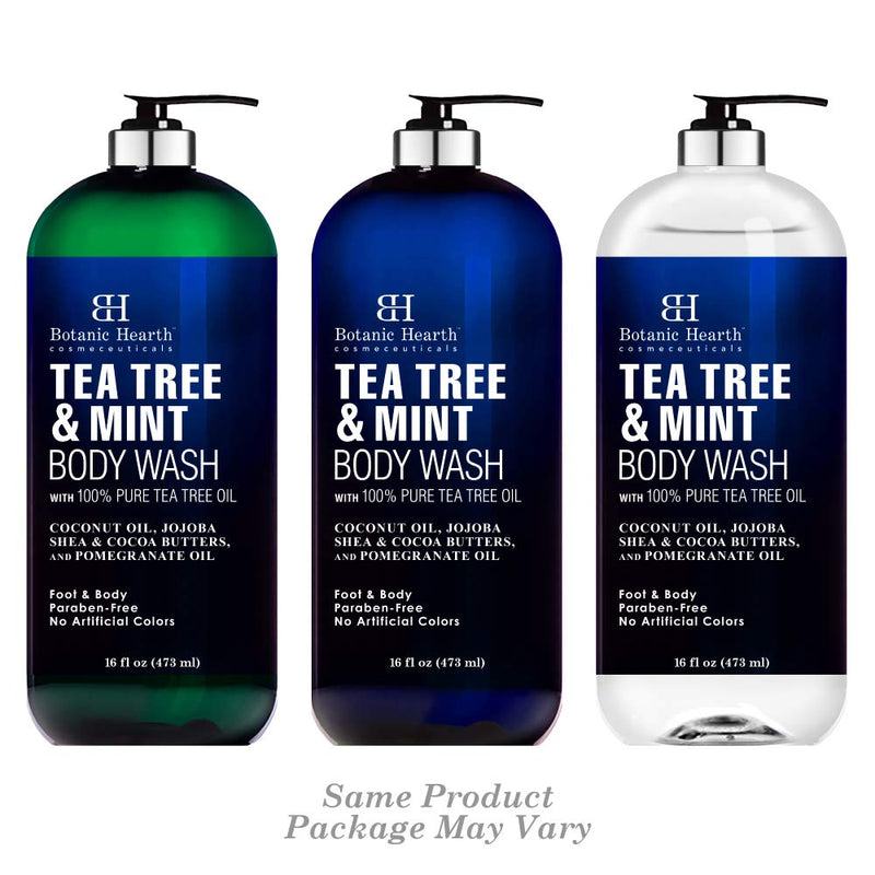 [Australia] - BOTANIC HEARTH Tea Tree Oil Body Wash with Mint - Paraben Free, Helps Fight Body Odor, Athlete's Foot, Jock Itch, Skin Irritations - Shower Gel Soap - Women & Men - (Packaging May Vary) 16 fl oz 