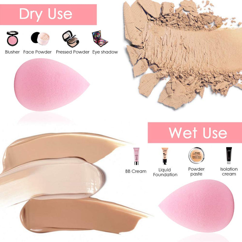 [Australia] - 2 Pcs Foundation Brush,DanziX Makeup Brush with 3 Pcs Makeup Sponge Used for Foundation Blending Blush Concealer Powder Cream-Pink,White 