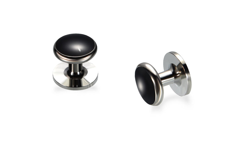 [Australia] - BEAUTY CHARM Men's Tuxedo Shirts Round Cufflinks and Studs Set for Business Wedding Black and Sliver 