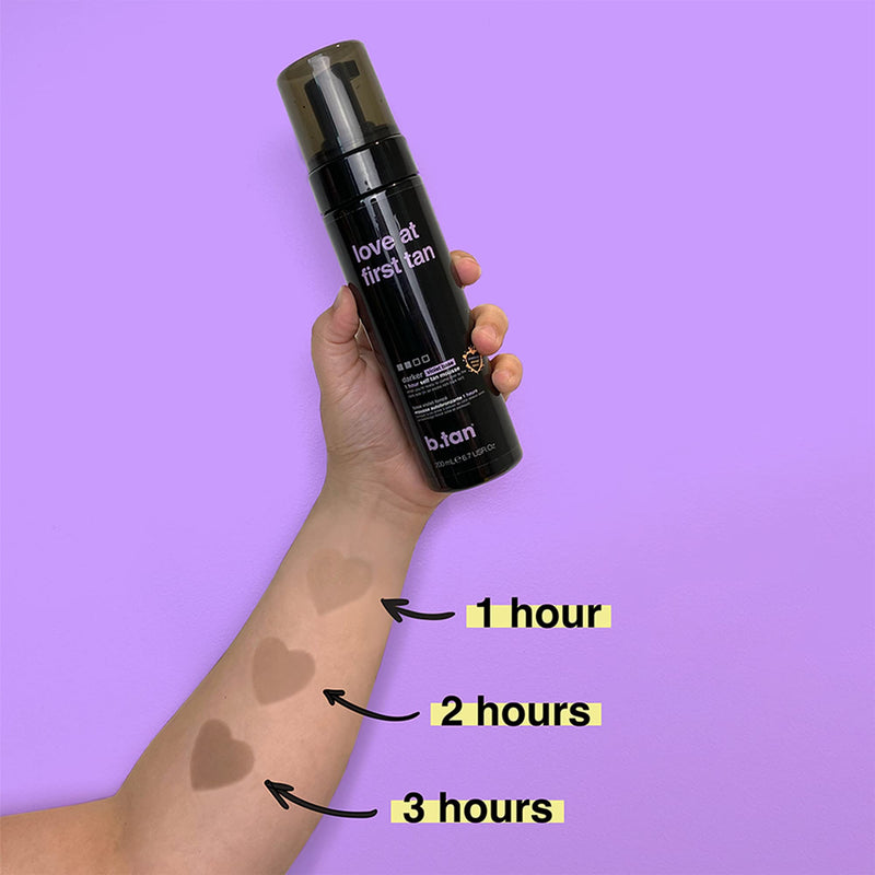 [Australia] - b.tan Self Tanner Mousse - Love at First Tan - Violet Sunless Tanner For Fast, Rich Dark Tan - Perfect Fake Tan, Self Tan Tanning Mousse For Self Tanning and Sunless Tanning & Glow, 6.7 Fl oz 
