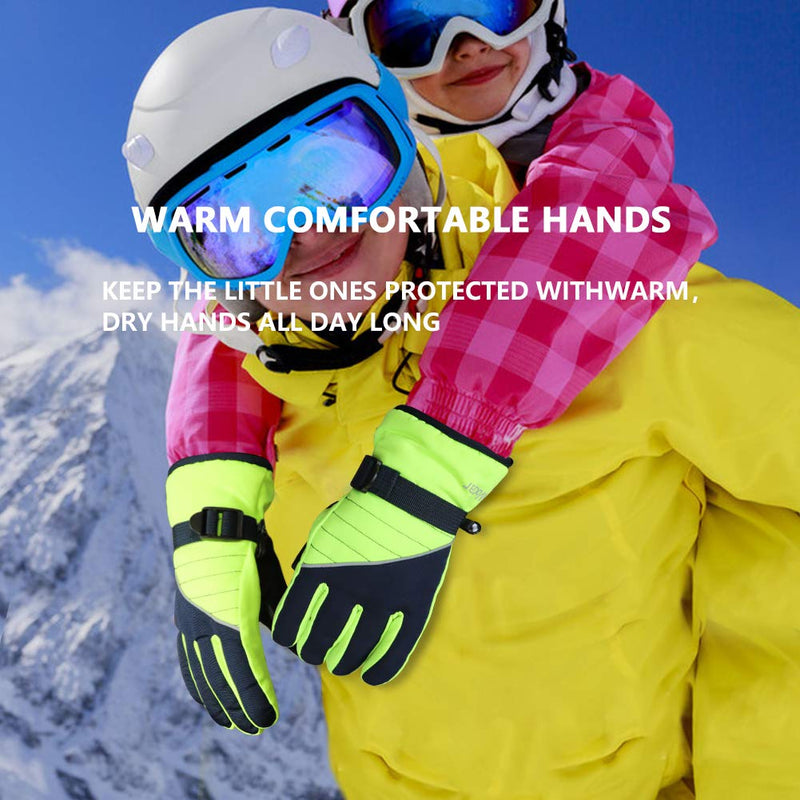 [Australia] - Kids Winter Gloves - Snow & Ski Waterproof Youth Gloves for Boys & Girls - for Cold Weather Outdoor Play of Skiing & Snowboarding - Windproof Thermal Shell & Synthetic Leather Palm 