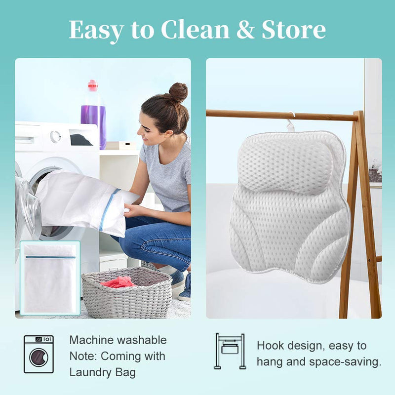 [Australia] - Bath Pillow Neck Back Support - Cushion for Women Spa Gifts Luxury Waterproof 4D Mesh Bathtub Pillows with 6 Non-Slip Suction 38×37 