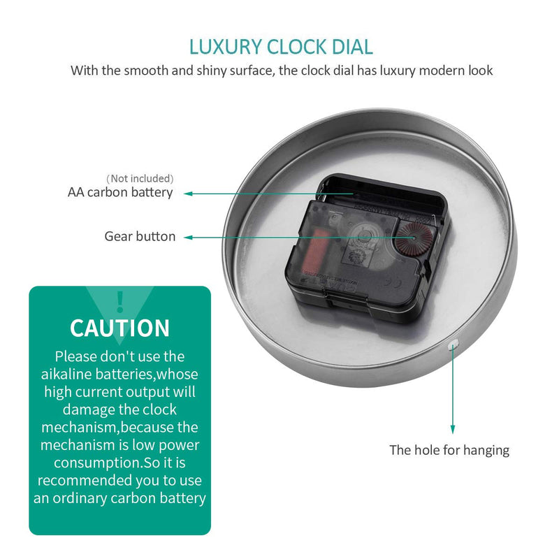 [Australia] - Aililife 3D DIY Wall Clock Decor Sticker Mirror Frameless Large DIY Wall Clock Kit for Home Living Room Bedroom Office Decoration (Sliver) Sliver 
