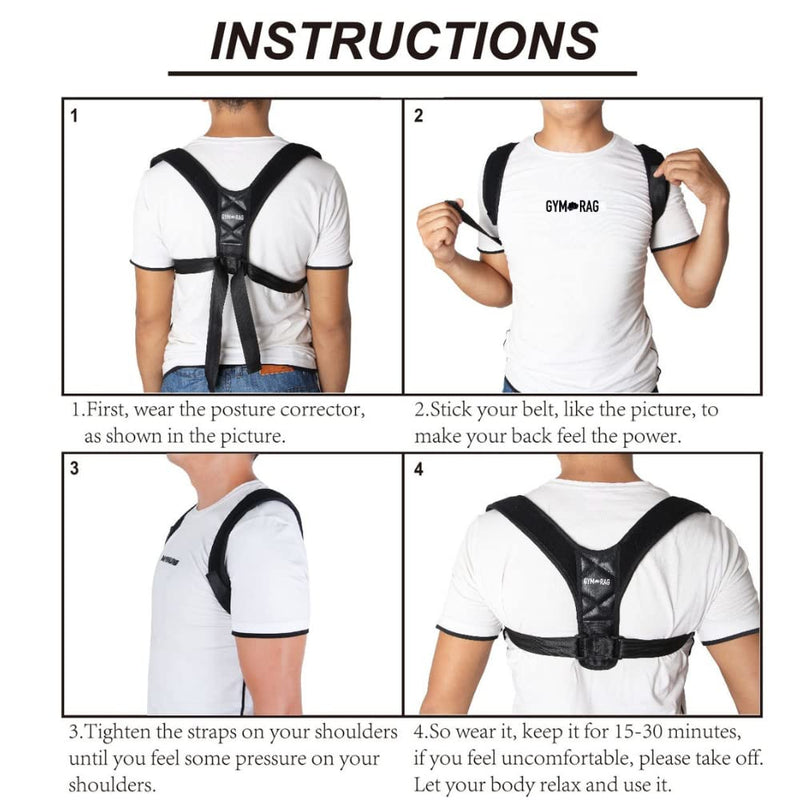 [Australia] - GYM RAG Posture Corrector for Men & Women - Comfortable Upper Back Brace, Adjustable Back Straightener Support for Shoulder, Neck & Back (X-Large) X-Large 
