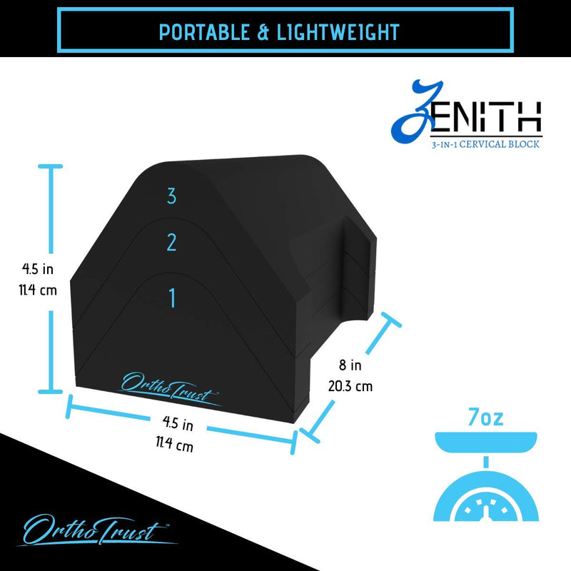 [Australia] - Zenith Cervical Traction Orthotic Chiropractic Neck Corrector 3-in-1 Device for Stretching Forward Head Posture Physical Therapy & Pain Relief Black 