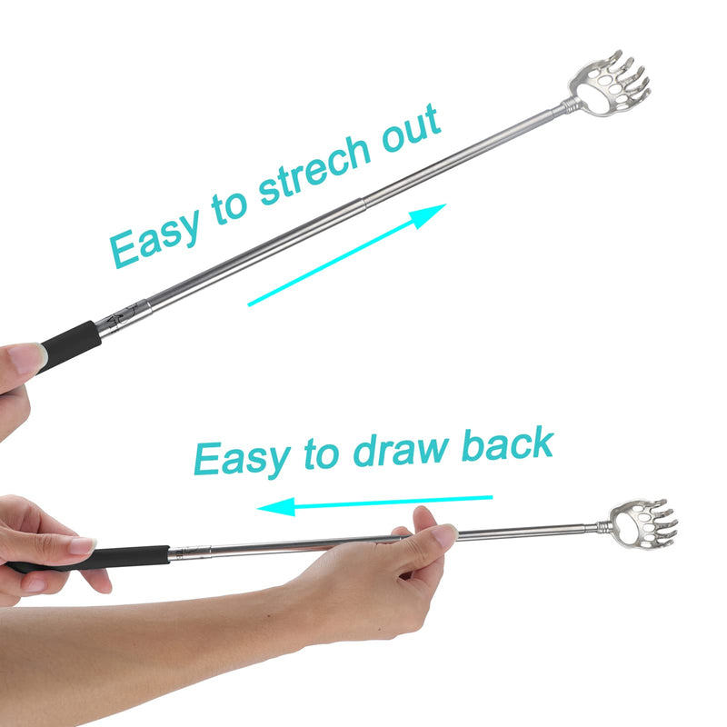 [Australia] - Back Scratcher, WOVTE Bear Claw Telescopic Back Scratcher Portable Extendable Stainless Steel Back Massager for Adults Stocking Fillers for Men Women Itch Relief Black 