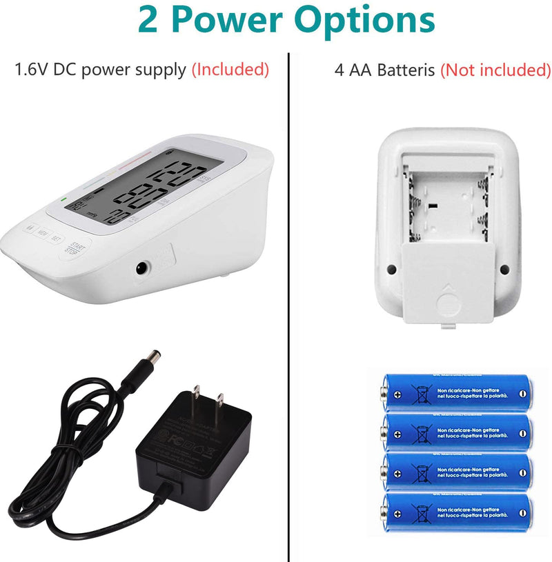 [Australia] - Blood Pressure Monitor Cuffs for Home Use, Upper Arm Digital BP Monitor with Large Cuff 8.66-16.5", 2 Users 180 Memory with Date & Time, Irregular Heart Rate Indication, with DC Adapter 
