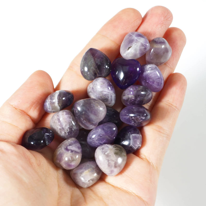 [Australia] - Soulnioi Healing Crystal Natural Amethyst Heart Shape Love Stone Pocket Stone Metatron's Cube Amethyst Round Thumb Plam Stone Disc 
