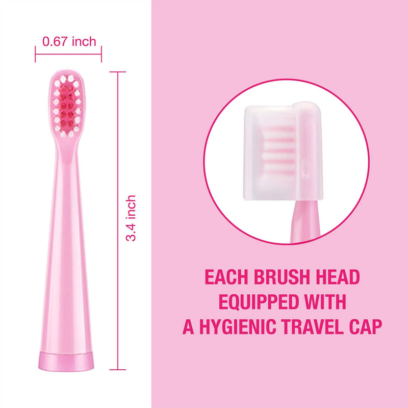 [Australia] - Vekkia Kids Electric Toothbrush Replacement Heads - 7X More Plaque Removal, End-Rounded 3D Curved Soft Bristles, Comfortable & Efficient Clean Teeth, Perfect for Kid Small Mouth, Pink (4 Pack) Pink Head 