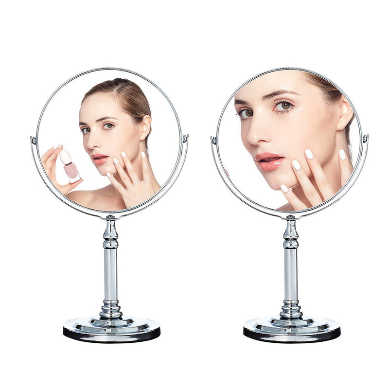 [Australia] - NAYSAYE 6 Inch Tabletop Vanity Mirror with 3X Round Magnification Two Sided Swivel 11 Inch Height Magnifying Makeup Mirror Medium 