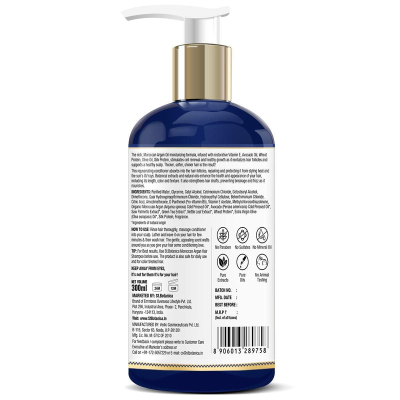 [Australia] - St.Botanica Moroccan Argan Hair Conditioner 300ml - No SLS/Paraben - With Moroccan Argan Oil, Avocado Oil, Wheat Protein, Olive Oil, Silk Protein 
