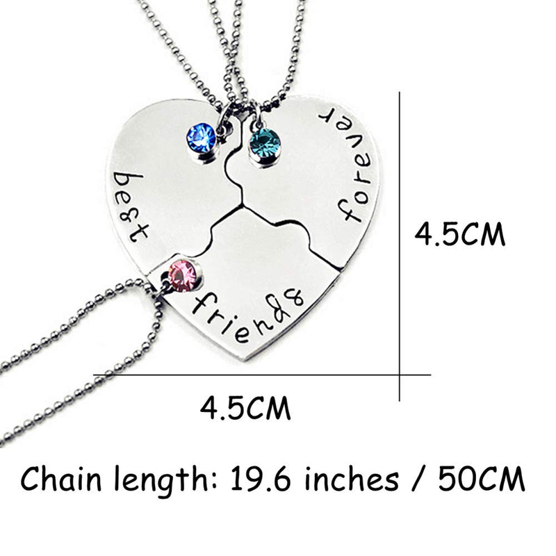 [Australia] - SIVITE Best Friends Forever and Ever Necklace with Crystal Broken Heart Charm Pendant Set Friendship Necklace 3PCS - " Best friends forever " 