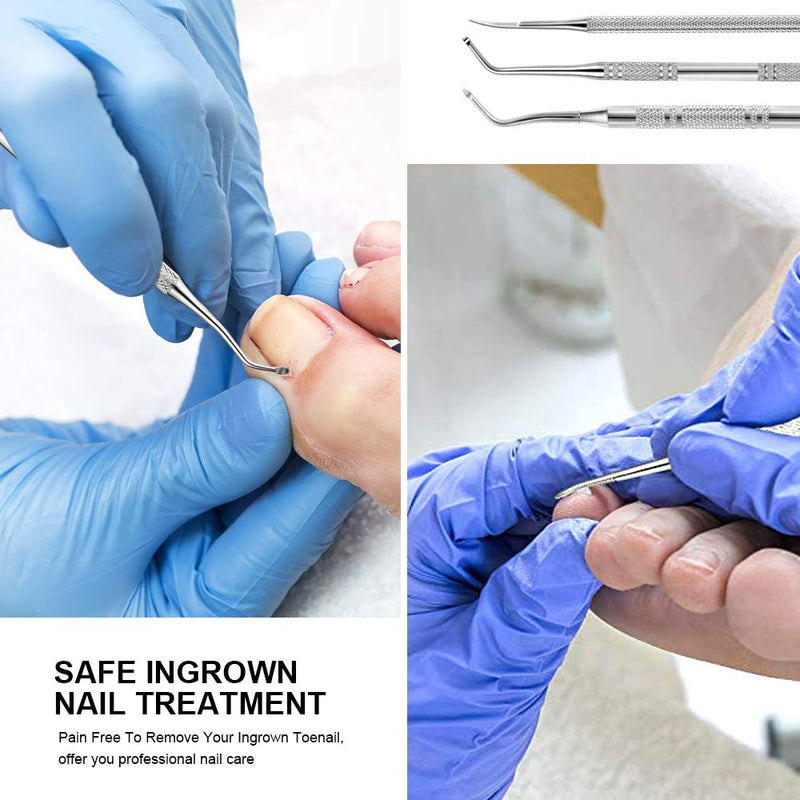[Australia] - 3pcs Ingrown Toenail File And Lifters, [ Upgraded ] Teenitor Professional Surgical Safe Nail Treatment Pedicure Tool Kit Under Nail Cleaner Tools Pain Relief 