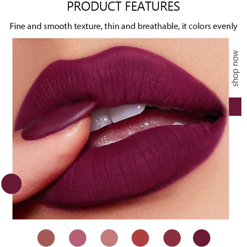 [Australia] - Matte Lipstick Set 6 Colors Nude Moisturizer Smooth Lipstick Long Lasting Waterproof Lipstick Makeup Gift Set 