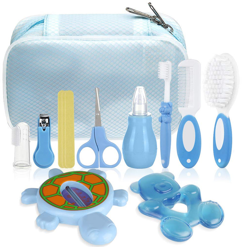 [Australia] - Lictin Baby Grooming Kit Newborn - 12PCS Baby Health Care Set Portable Baby Care Kit (Blue) Blue 