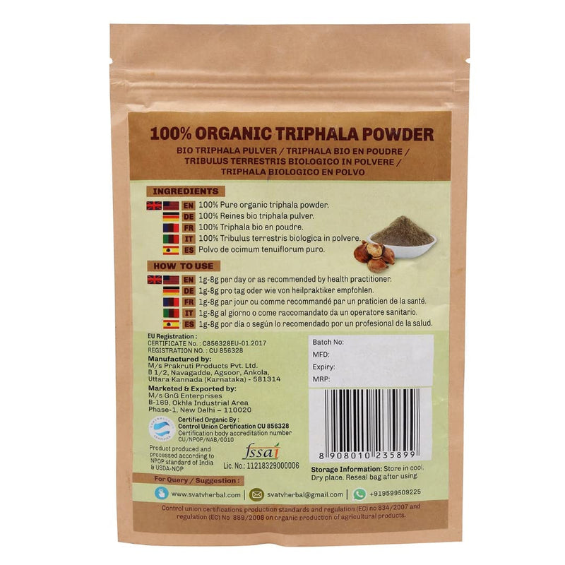 [Australia] - SVATV Triphala Powder (Three Fruits) Natural Formula of Amla, Haritaki & Bibhitaki | for Daily Detoxifying, Cleansing & Rejuvenation Maintains Regularity - 227g, 0.5lb, 8oz 