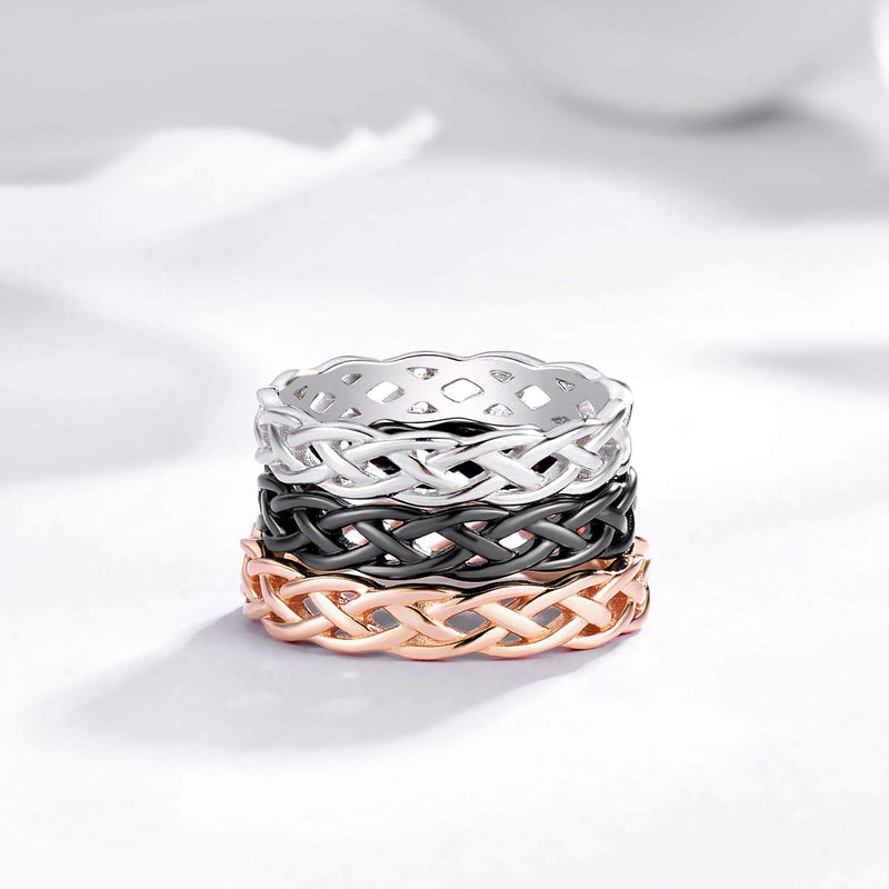 [Australia] - SOMEN TUNGSTEN 925 Sterling Silver Celtic Knot Eternity Band Ring Engagement Wedding Band 4mm Size 4-11 Rose Gold 