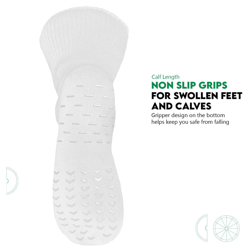 [Australia] - 2 PACK Extra Wide Socks with Non Slip Grips for Swollen Feet and Calves. Perfect Diabetics Socks, Hospital Socks or Bariatric Socks and works great as a Cast Sock. Calf Length Men and Women. Unisex. 