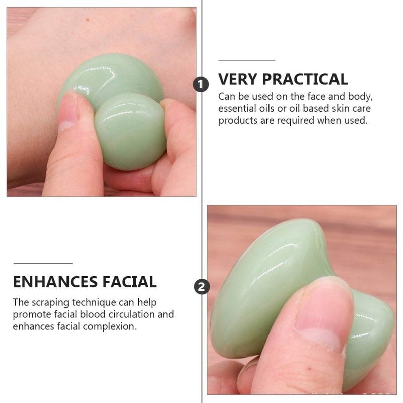 [Australia] - SOLUSTRE Scraping Massage Tool Jade Chakra Healing Relaxing Stone Mushroom Shape Guasha Facial Massager Good for Eye Face Neck Skin Body Beauty Spa (2Pcs, Green) 