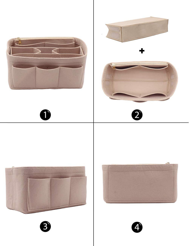 [Australia] - LEXSION Felt Purse Insert Bag Organizer Bag In Bag For Handbag Purse Organizer Fits Speedy Neverfull Small Beige 