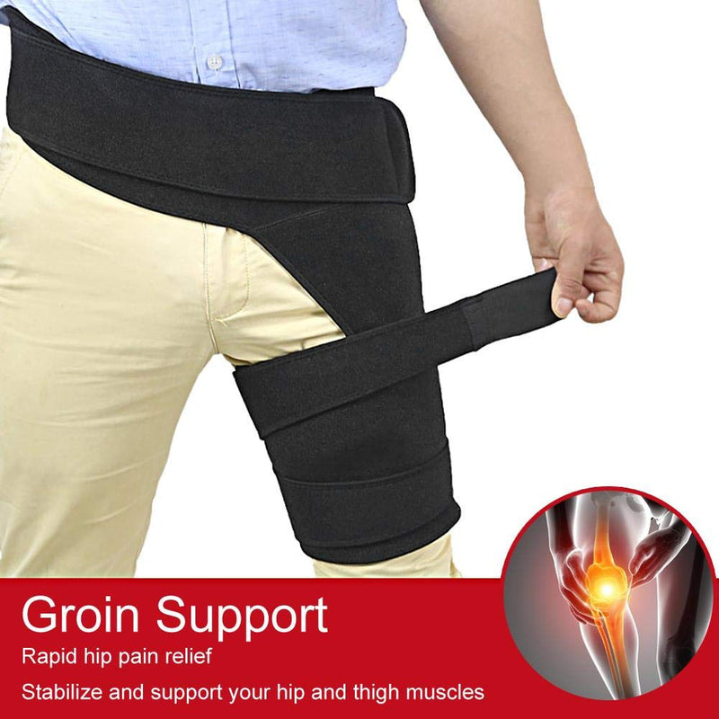 [Australia] - Adjustable Compression Brace Groin Support Wrap Hip Joint Support Pain Relief Hamstring Sciatica Wrap Hip Brace for Men and Women Thigh, Hamstring Recovery 