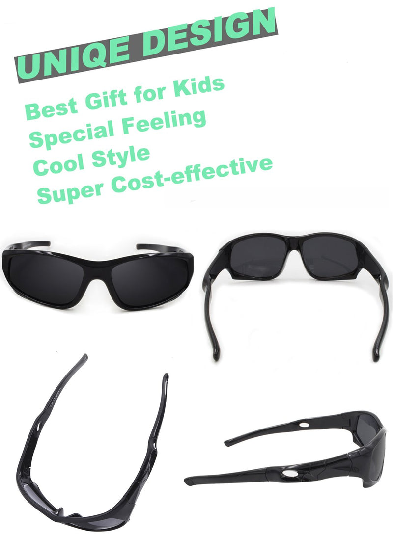 [Australia] - VATTER TR90 Unbreakable Polarized Sport Sunglasses For Kids Boys Girls Youth Black/Black As the pictures 
