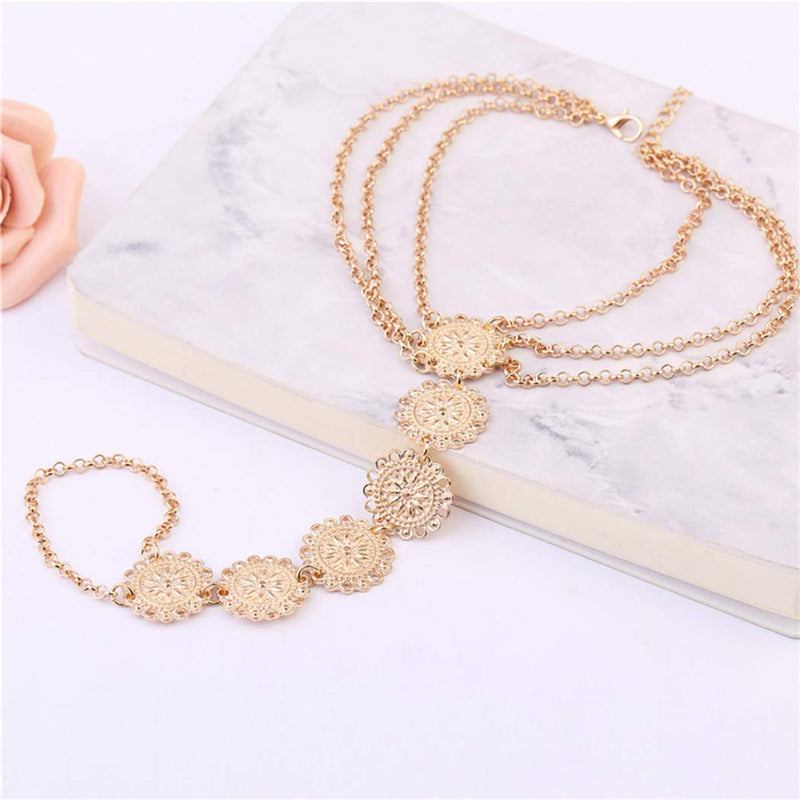 [Australia] - Campsis Boho Layered Coin Anklet Gold Floral Ankle Bracelets Barefoot Sandals Beach Foot Chain Jewelry for Women and Girls 