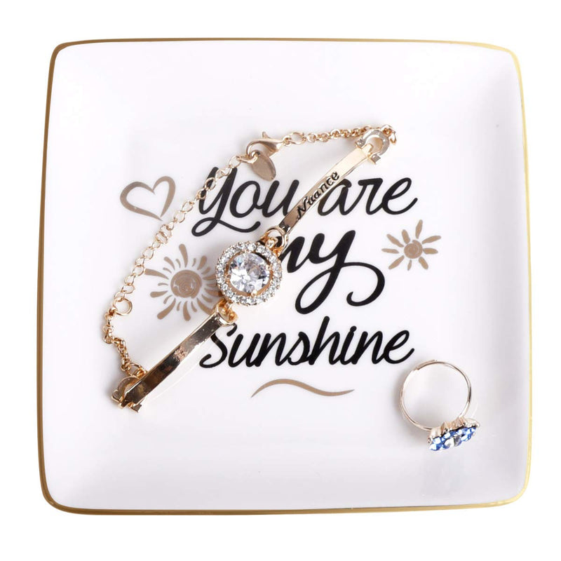 [Australia] - AUTOARK Ceramic Ring Trinket Dish - You are My Sunshine,Home Decorative Jewelry Tray,Gift for Daughter Wife Girlfriend,Perfect for Valentine's Day Birthday Thanksgiving Christmas,AJ-501 