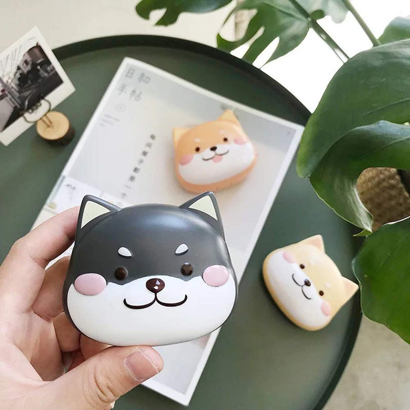 [Australia] - 2 Pack Cute Contact Lens Cases, Shiba Inu Contact Lens Soak Storage Box, Portable Cartoon Contact Lens Holder with Mirror Tweezers for Travel Kit (Yellow) Yellow 