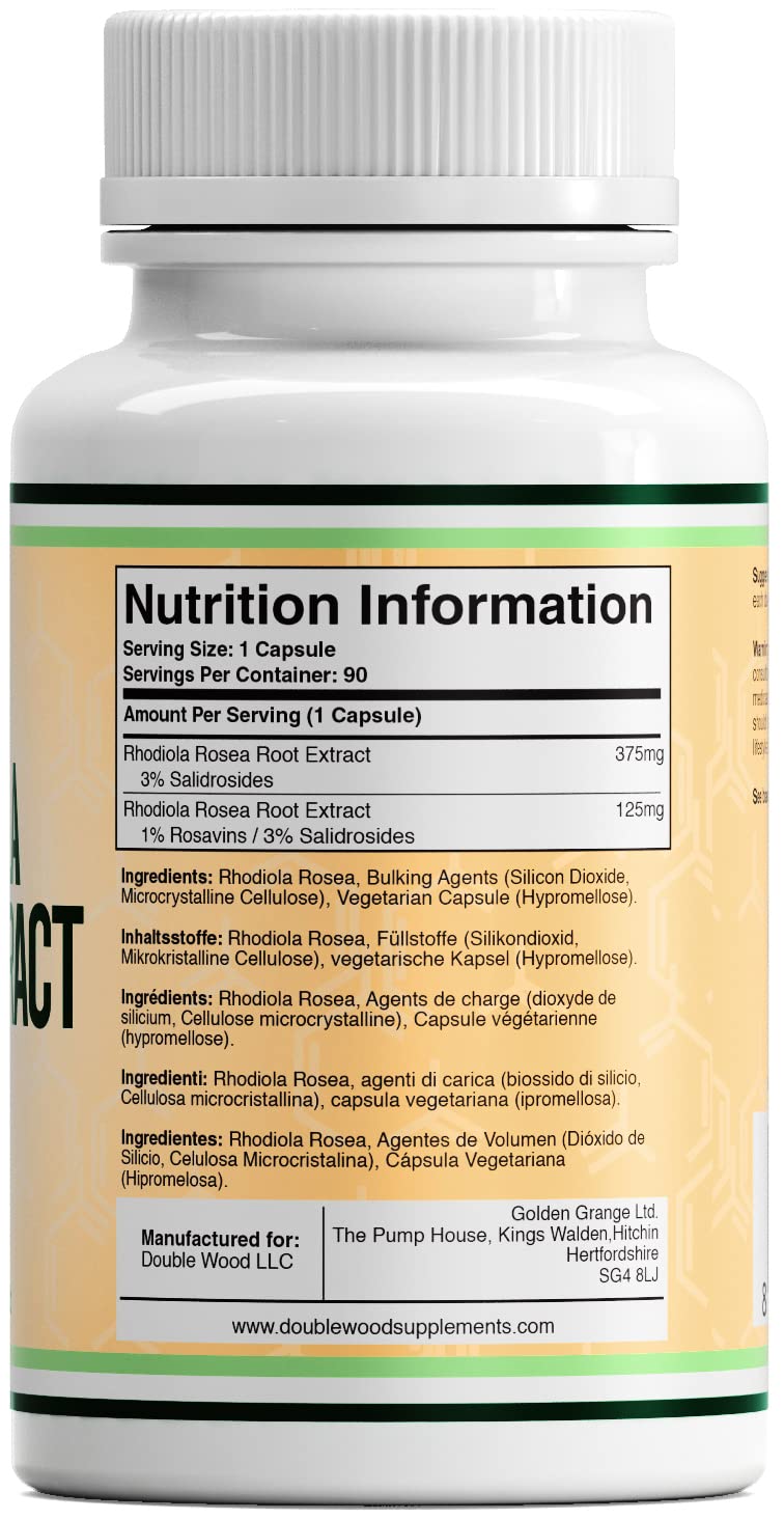 [Australia] - DW Rhodiola Rosea | 90 Rhodiola Rosea Complex - 500mg Rhodiola-Rosea per Serving | High Strength Rosea Supplement | Non-GMO, Gluten Free | Manufactured in The UK 90 count (Pack of 1) 