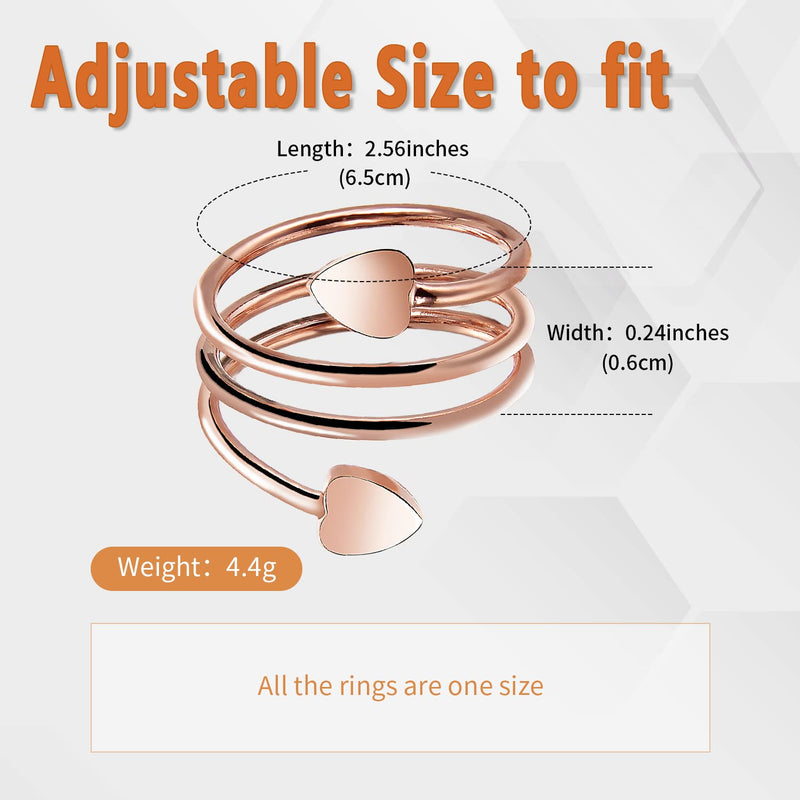 [Australia] - MagEnergy 2PCS Copper Ring for Women,Pure Copper Magnetic Rings,Adjustable Thumb Fingers Ring with Jewelry Gift Box Copper+rose Gold 