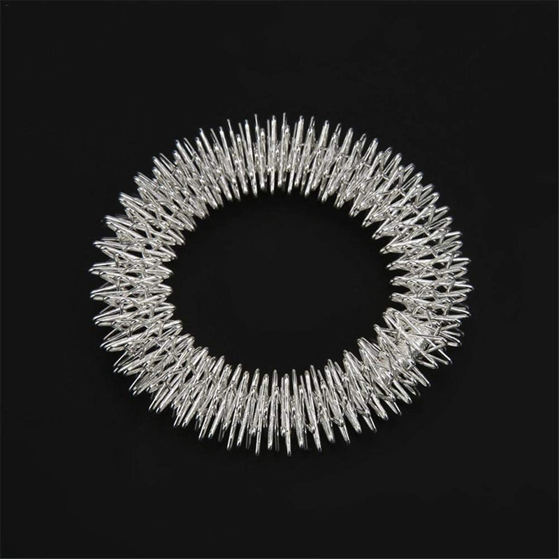 [Australia] - Acupressure Massage Rings, Acupuncture Bracelet Wrist Massage Relaxation Supplies Stainless Steel Wrist Hand Massage Ring (Silver) 