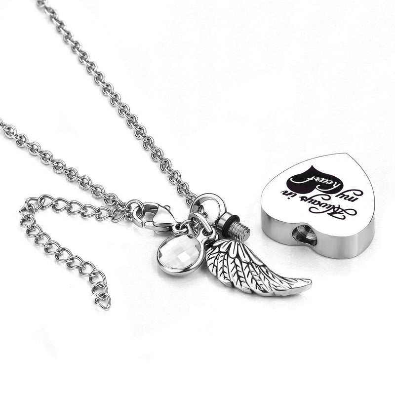 [Australia] - LovelyCharms Love Heart Always in My Heart Urn Necklace for Ashes Stainless Steel Keepsake Memorial Cremation April 